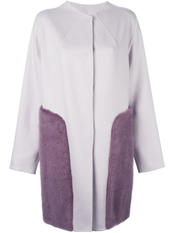 Liska Cashmere Panel Coat - Pink & Purple