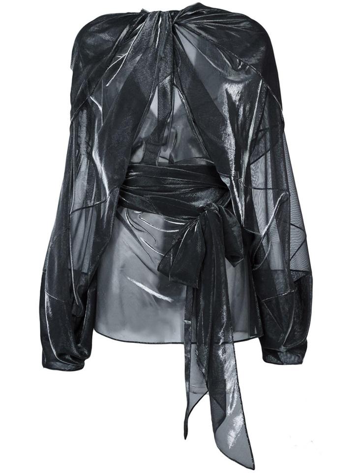 Maison Margiela Sheer Draped Effect Blouse - Metallic