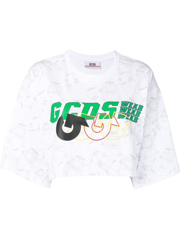Gcds Cropped Oversized T-shirt - White