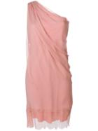 Alberta Ferretti Abito Lace Trim Asymmetric Dress - Pink & Purple