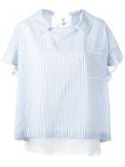 Sacai Striped Collar Top, Women's, Size: 2, Blue, Polyester/nylon/cupro