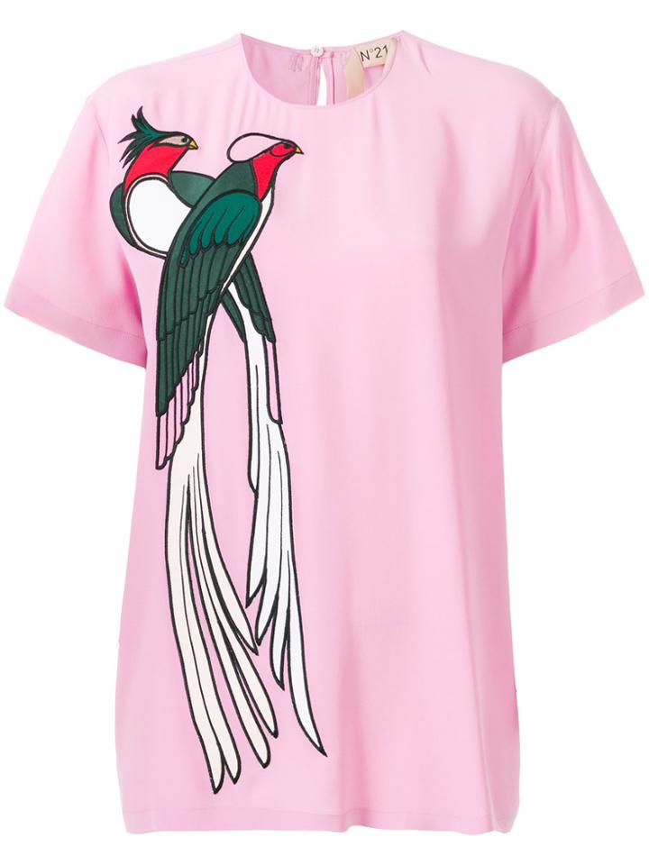 No21 Bird Appliqué Blouse - Pink & Purple