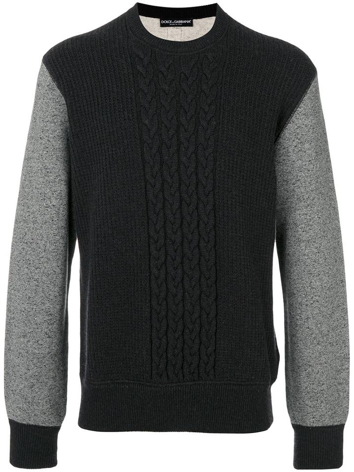 Dolce & Gabbana - Knitted Jumper - Men - Cotton/calf Leather/virgin Wool - 48, Black, Cotton/calf Leather/virgin Wool