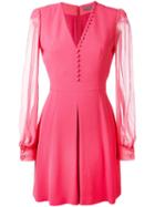 Alexander Mcqueen Buttoned V-neck Dress, Women's, Size: 38, Pink/purple, Viscose/silk