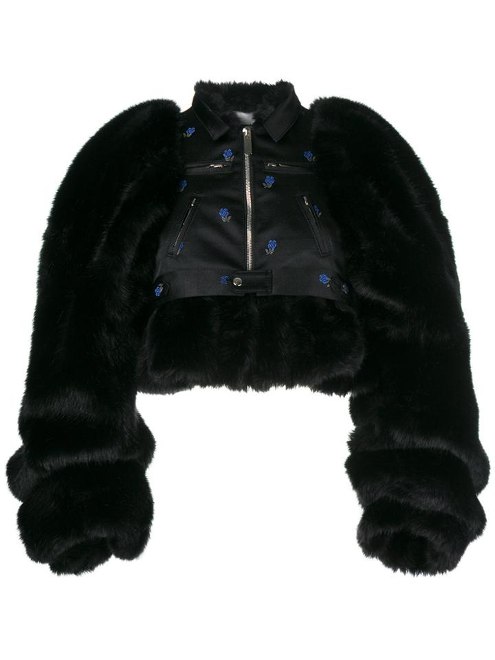 Comme Des Garçons Noir Kei Ninomiya Faux Fur Biker Jacket - Black