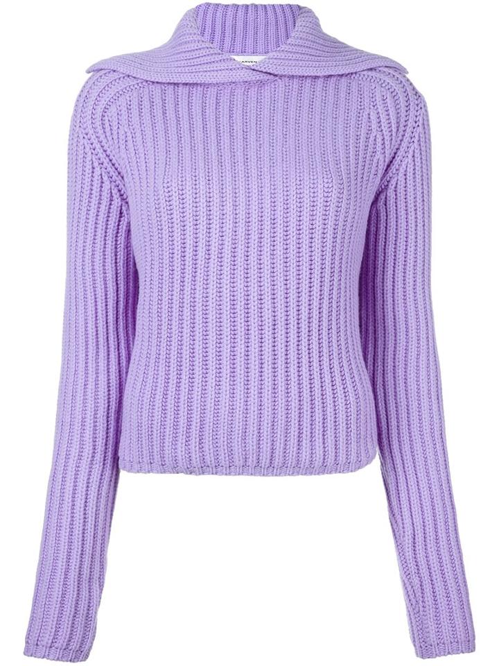 Carven Ribbed Pullover, Women's, Size: Medium, Pink/purple, Nylon/wool