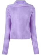 Carven Ribbed Pullover, Women's, Size: Medium, Pink/purple, Nylon/wool