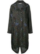 Odeeh Camouflage Print Parka Coat - Green