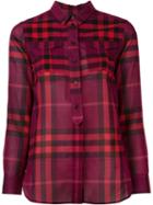 Burberry Brit Checked Shirt, Women's, Size: S, Red, Cotton