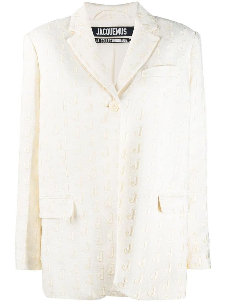 Jacquemus Embroidered J Blazer - Neutrals