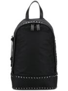 Valentino One Shoulder Leather Backpack - Black