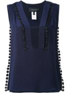 Derek Lam Ribbed Embroidered Detail Top, Women's, Size: 42, Blue, Silk
