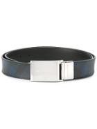 Burberry Checked Belt, Men's, Blue, Pvc/calf Leather/metal