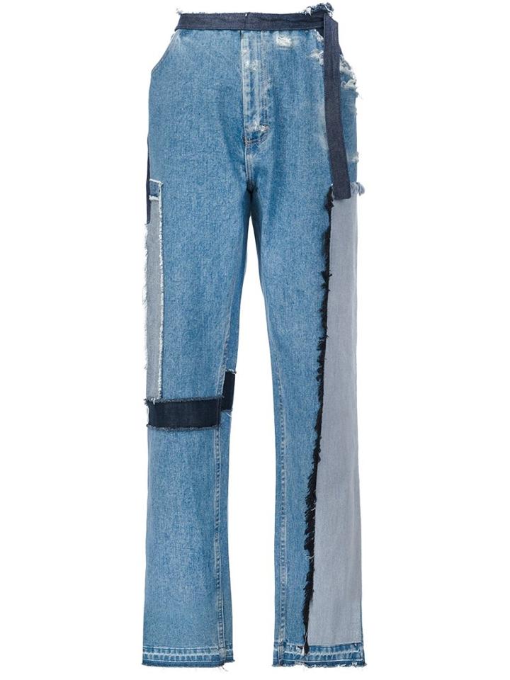 Tome Patch Wide Leg Jeans, Women's, Size: Xs, Blue, Cotton