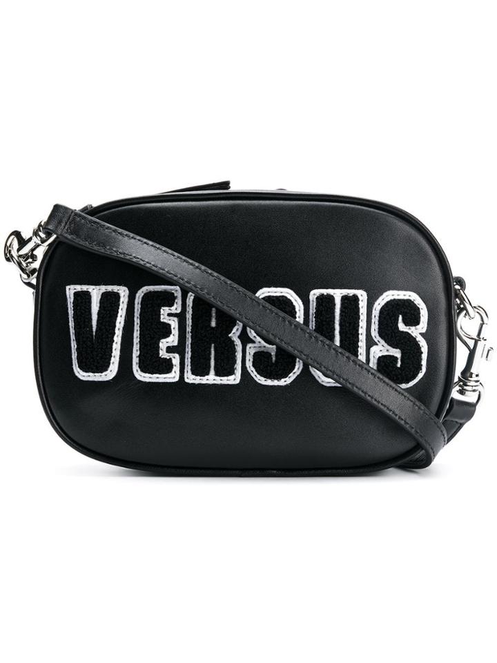 Versus Logo Embroidered Crossbody Bag - Black