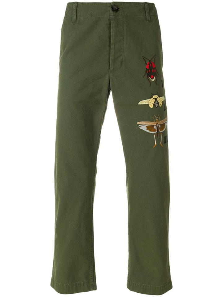 Gucci Insect Appliquéd Chinos - Green