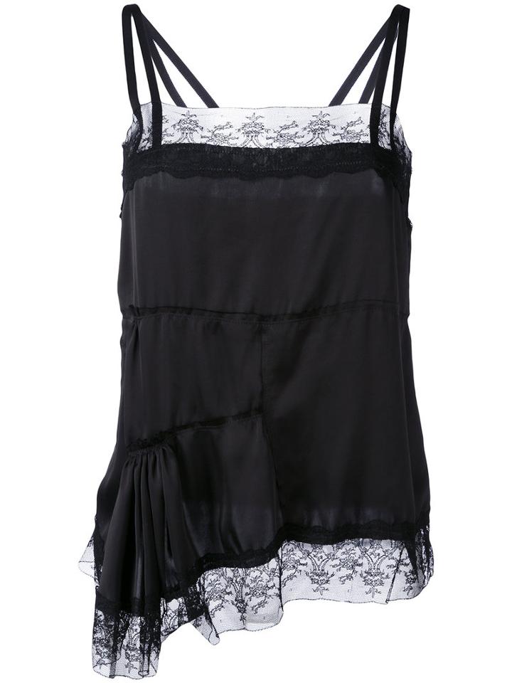A.f.vandevorst - Asymmetric Lace Trim Blouse - Women - Polyester - 38, Black, Polyester