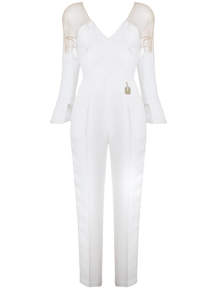 Elisabetta Franchi Bandeau Jumpsuit - White