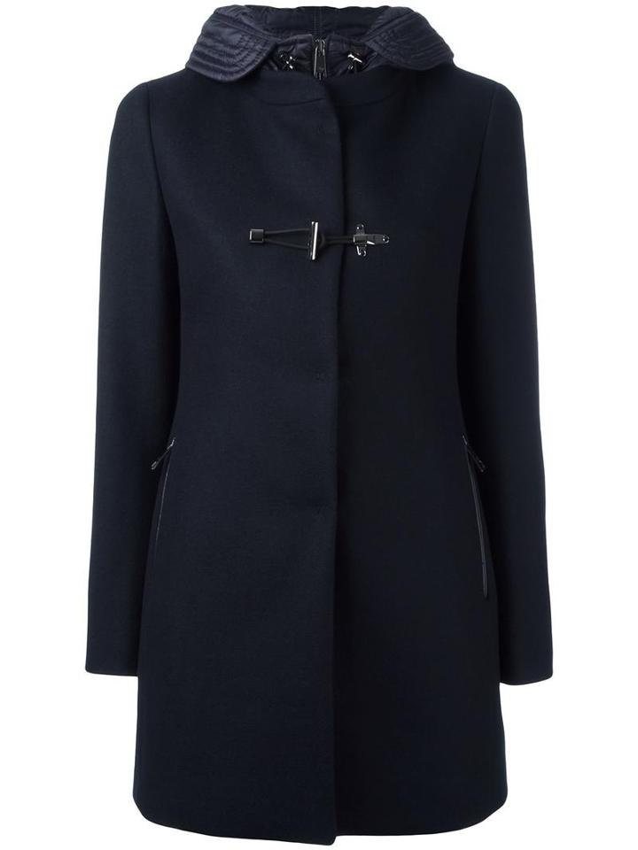 Fay Double Breasted Coat, Women's, Size: Medium, Blue, Wool/acrylic/virgin Wool/polyester