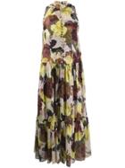 Erdem Sleeveless Ruffle Floral Dress - Yellow