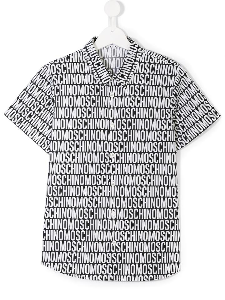 Moschino Kids Logo Print Shortsleeved Shirt - Black