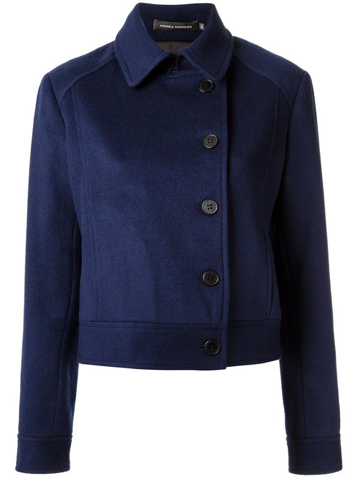 Andrea Marques - Buttoned Jacket - Women - Polyamide/wool - 38, Blue, Polyamide/wool