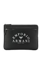 Emporio Armani Logo Print Clutch Bag - Black
