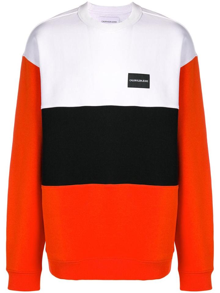 Ck Jeans Colour Block Sweatshirt - White