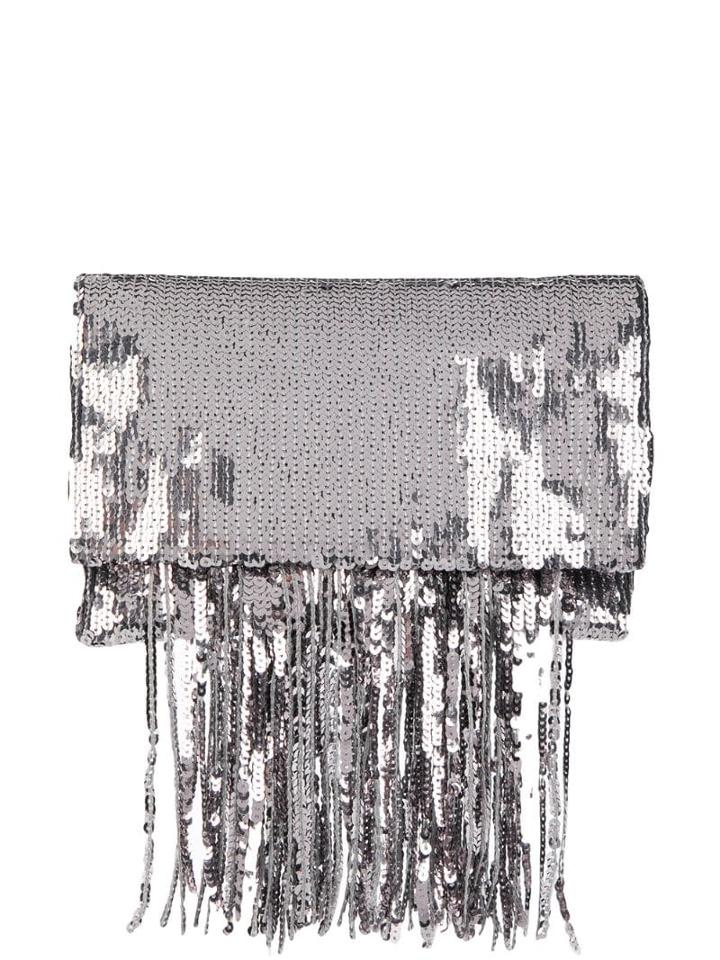 Galvan Stardust Fringe Clutch - Silver