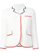 Thom Browne Contrast Trim Blazer, Women's, Size: 40, White, Silk/polyamide/polyester/feather