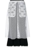 G.v.g.v. - Mesh Layered Ribbed Jersey Skirt - Women - Cotton/polyester - Xs, Black, Cotton/polyester