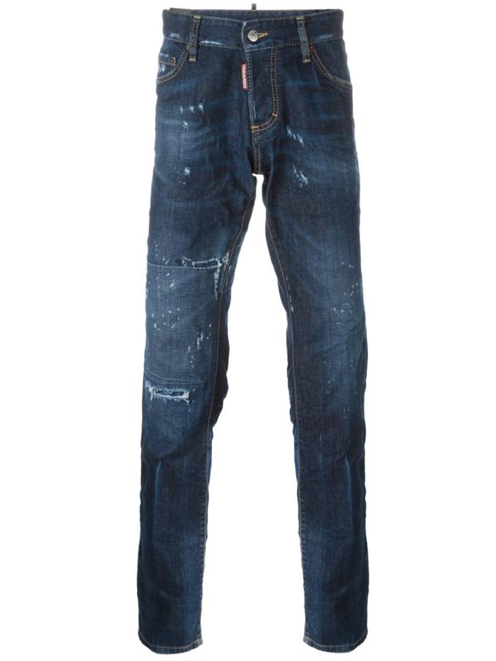 Dsquared2 Slim Jeans, Men's, Size: 44, Blue, Cotton/spandex/elastane/polyester/leather