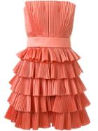 Capucci Strapless Pleated Dress - Pink & Purple
