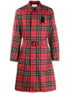 Alexander Mcqueen Tartan Motif Trench Coat - Red