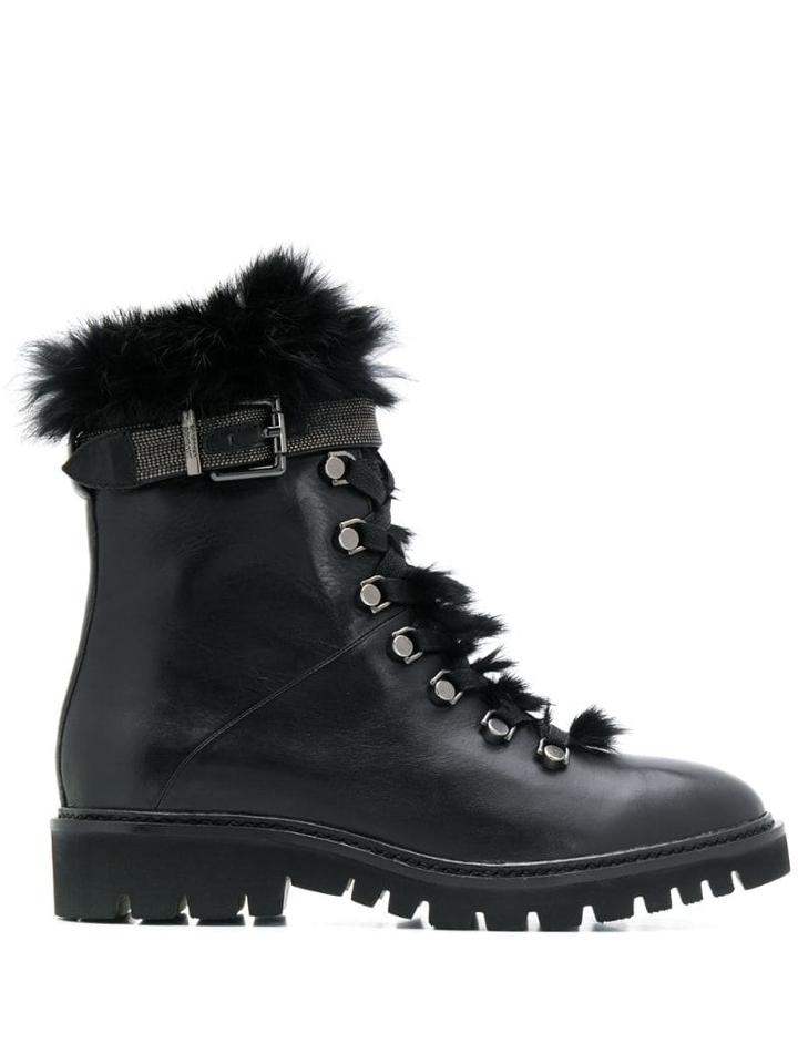 Steffen Schraut Lace-up Faux-fur Boots - Black