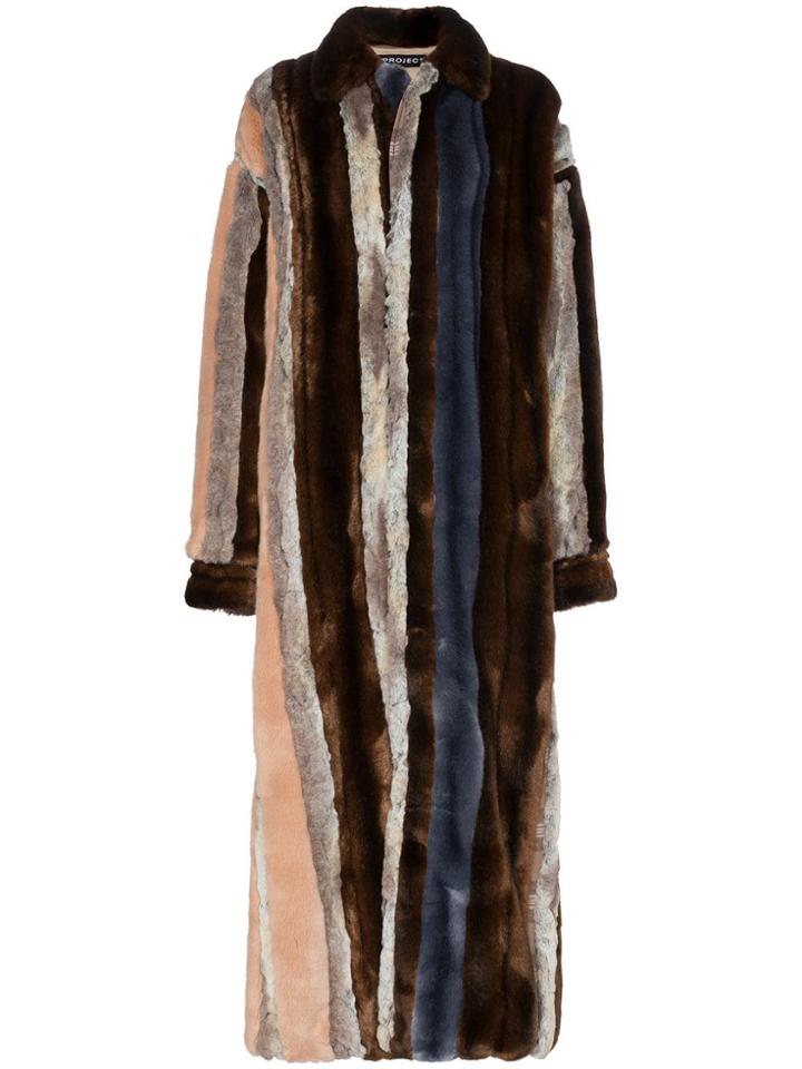 Y / Project Stripe Faux Fur Coat - Unavailable
