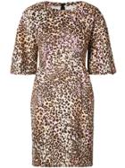 Adam Lippes Leopard-print Sculpted Mini Dress - Brown
