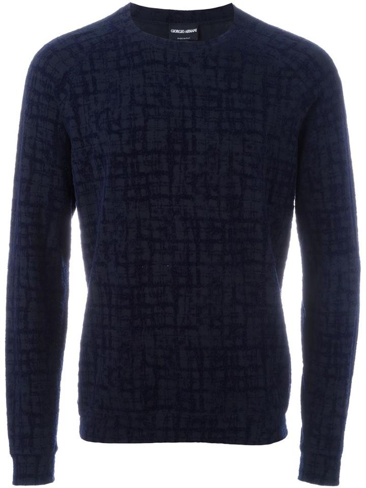 Giorgio Armani Tartan Plaid Effect Textured Sweatshirt