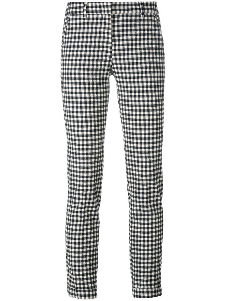 Incotex Check Skinny Trousers, Women's, Size: 42, Black, Cotton/nylon/spandex/elastane