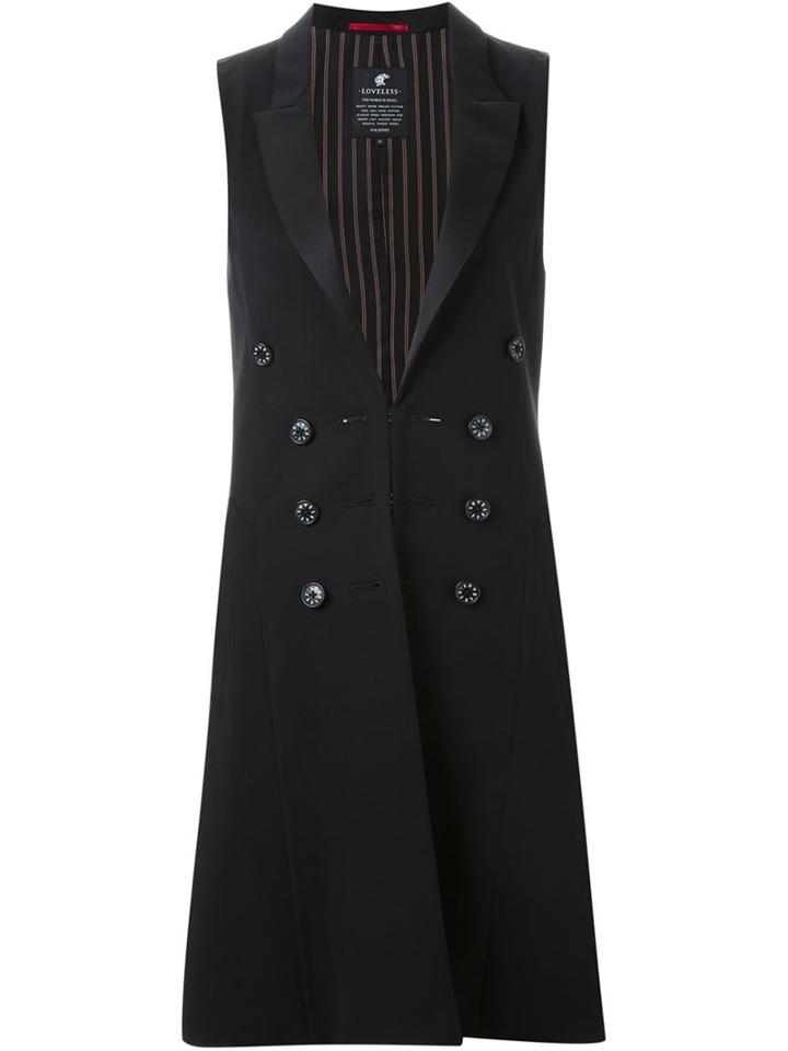 Loveless Long Tailored Waistcoat, Women's, Size: 36, Black, Cupro/polyester/polyurethane/rayon