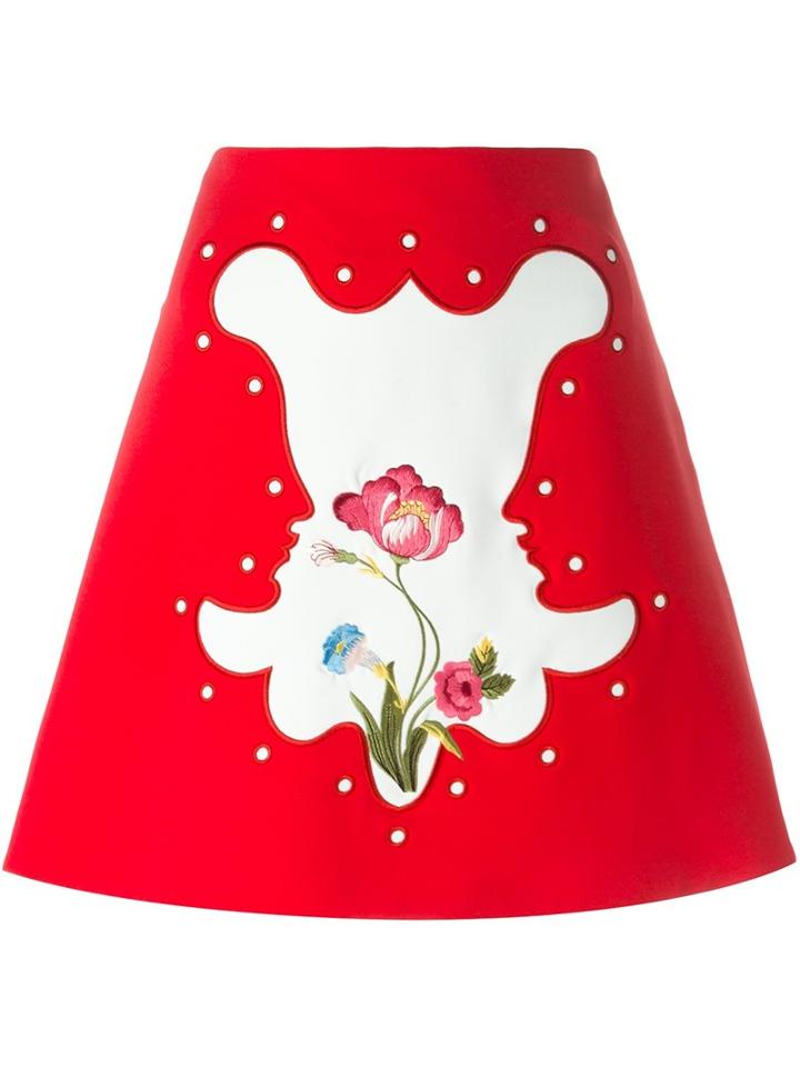 Vivetta 'fior Di Legna' Skirt, Women's, Size: 40, Red, Polyamide/polyester/spandex/elastane/virgin Wool