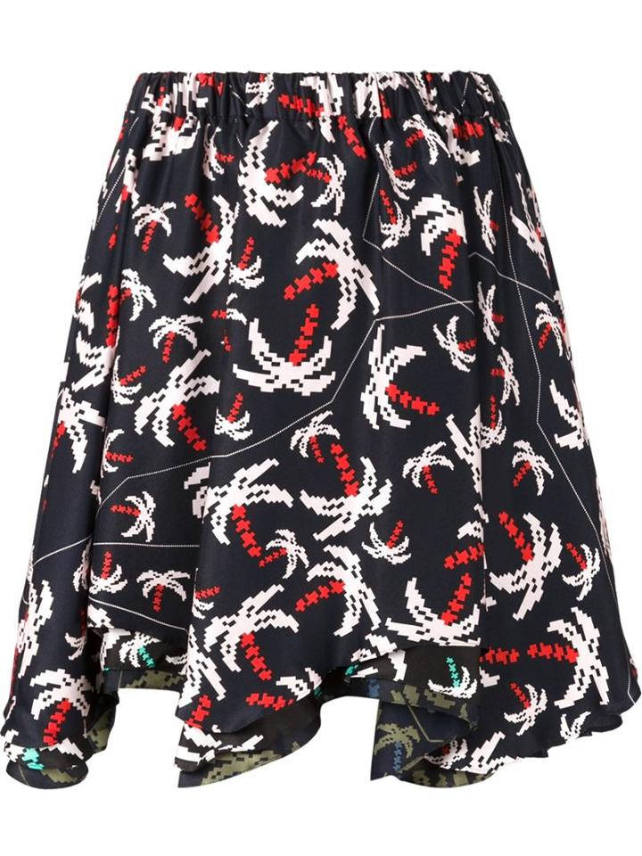 Julien David Pixel Palm Tree Print Skirt
