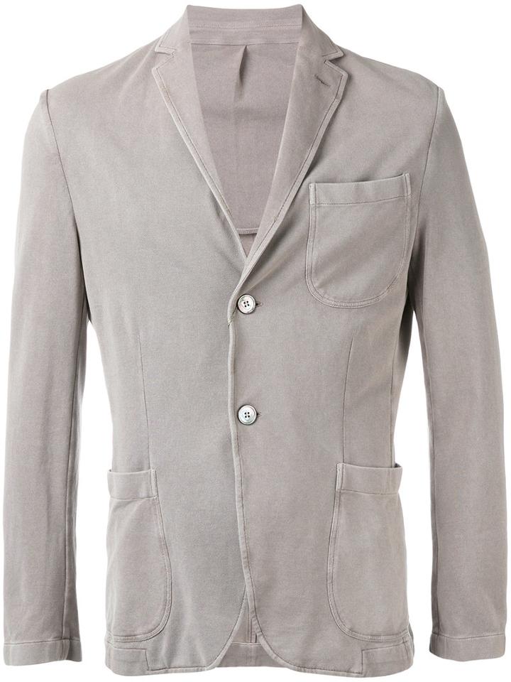 Cruciani - Fitted Blazer - Men - Cotton - 54, Grey, Cotton