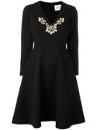 Stefano De Lellis Embellished V-neck Dress, Women's, Size: 46, Black, Polyester/spandex/elastane