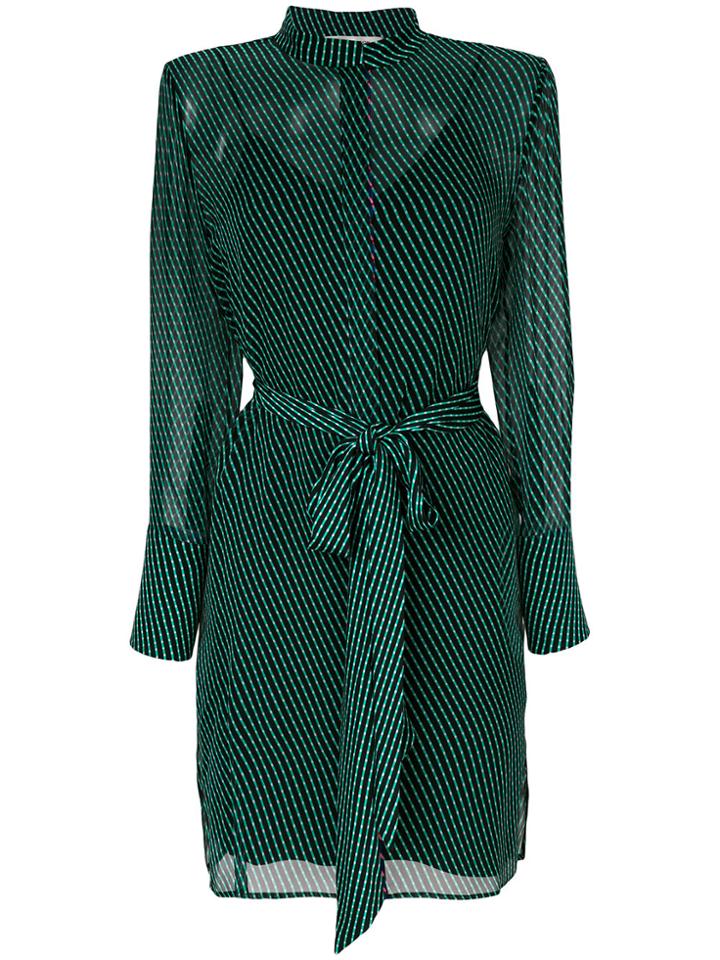 Dvf Diane Von Furstenberg Sheer Tie Waist Shirt Dress - Multicolour