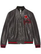 Gucci - Leather Bomber With Embroideries - Men - Leather - 54, Black, Leather
