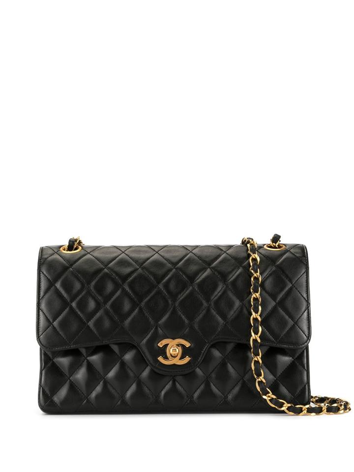Chanel Pre-owned 1990s Double Flap Shoulder Bag - Black