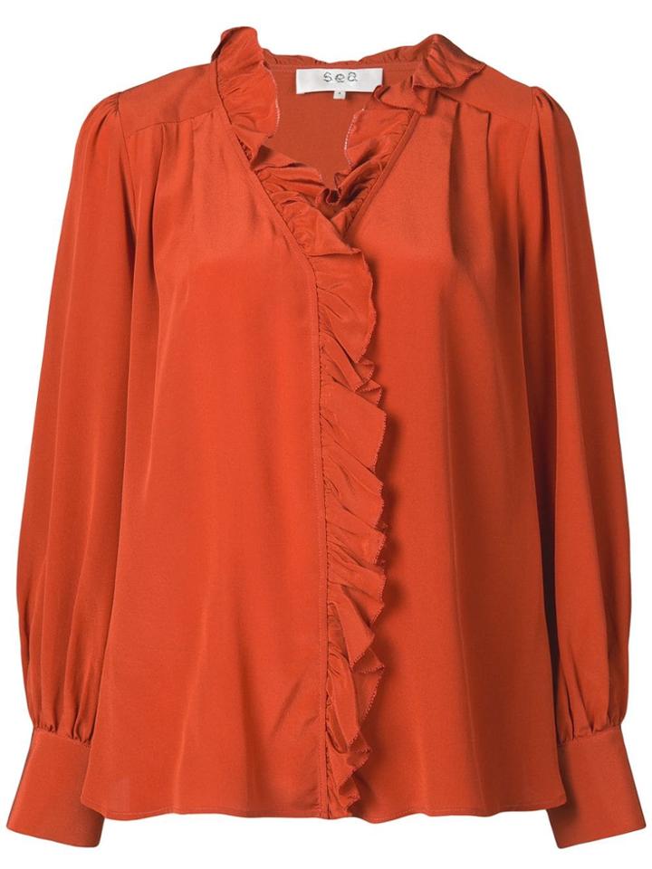 Sea Frilled Blouse - Orange