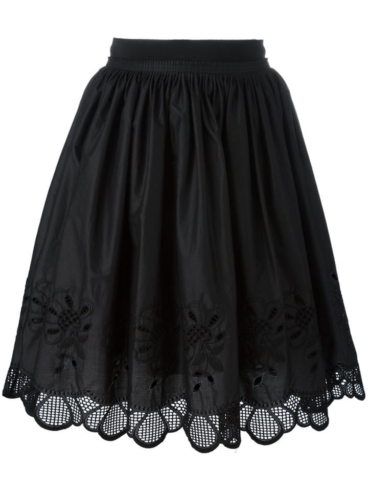 Moncler Floral Scalloped Skirt - Black