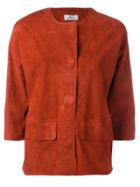 Desa Collection Concealed Fastening Cropped Jacket - Red